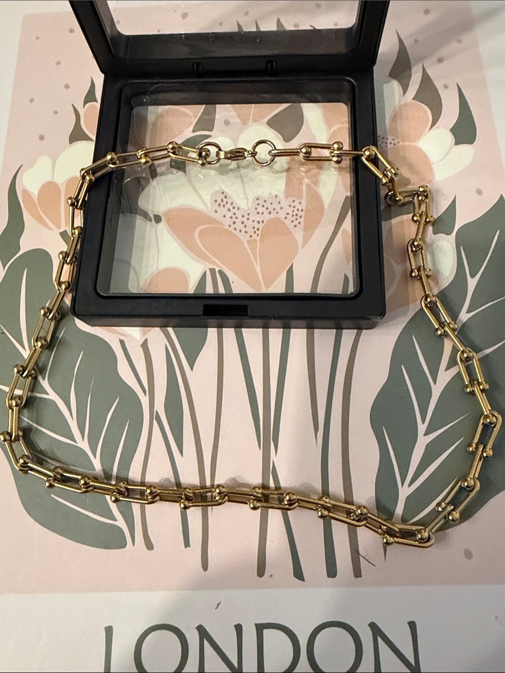 Non Tarnish Gold Chain Link Necklace  Size 16”